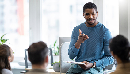 business man leading a meeting